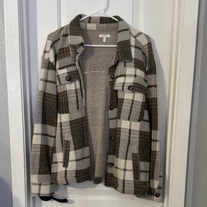 Maurices Olive and Cream Checkered Utility Jacket